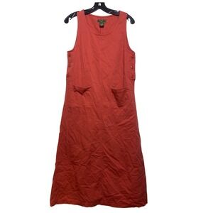 Eddie Bauer Jumper Dress Womens Petite XS Sleeveless Pockets Casual Tencil Coral